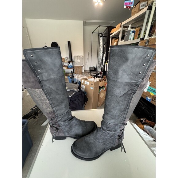Patrizia Maxie knee high Tall Riding  boots shoe size 10 M gray faux leather - Picture 4 of 7